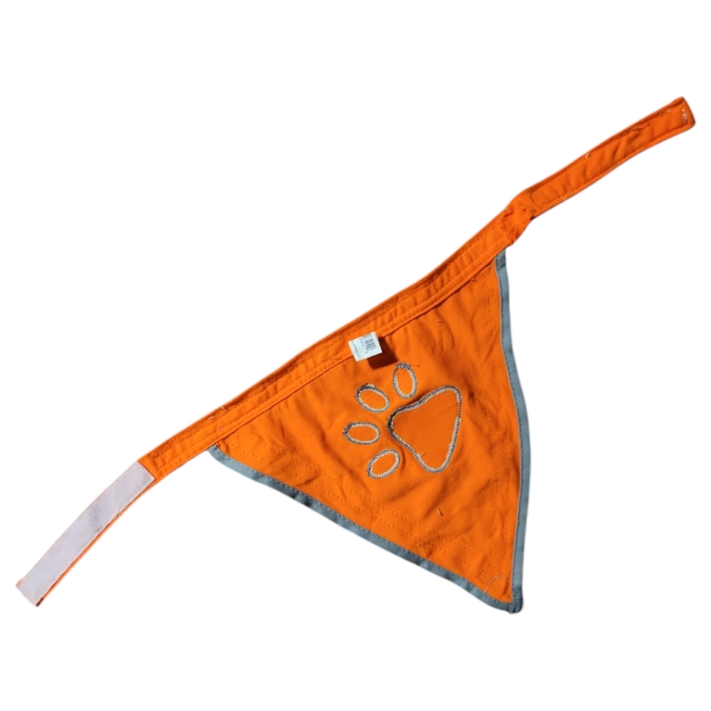 Knight Pet Velcro Orange Gray Safety Dog Bandana Scarf Paw Print - Picture 5 of 7